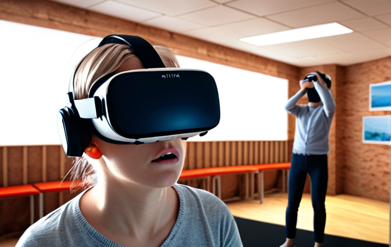 **Image Prompt for Anxiety Disorder Treatment:**
   "A virtual reality scene depicting a person experiencing exposure therapy for anxiety. The setting includes a safe and controlled environment where the individual is gradually exposed to anxiety-inducing scenarios, such as public speaking or crowded places. The atmosphere conveys a sense of calm and support, highlighting the effectiveness of VR in reducing anxiety."